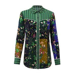 cabi Bronco Blouse - Blue/Green/Navy/Pink - Size M